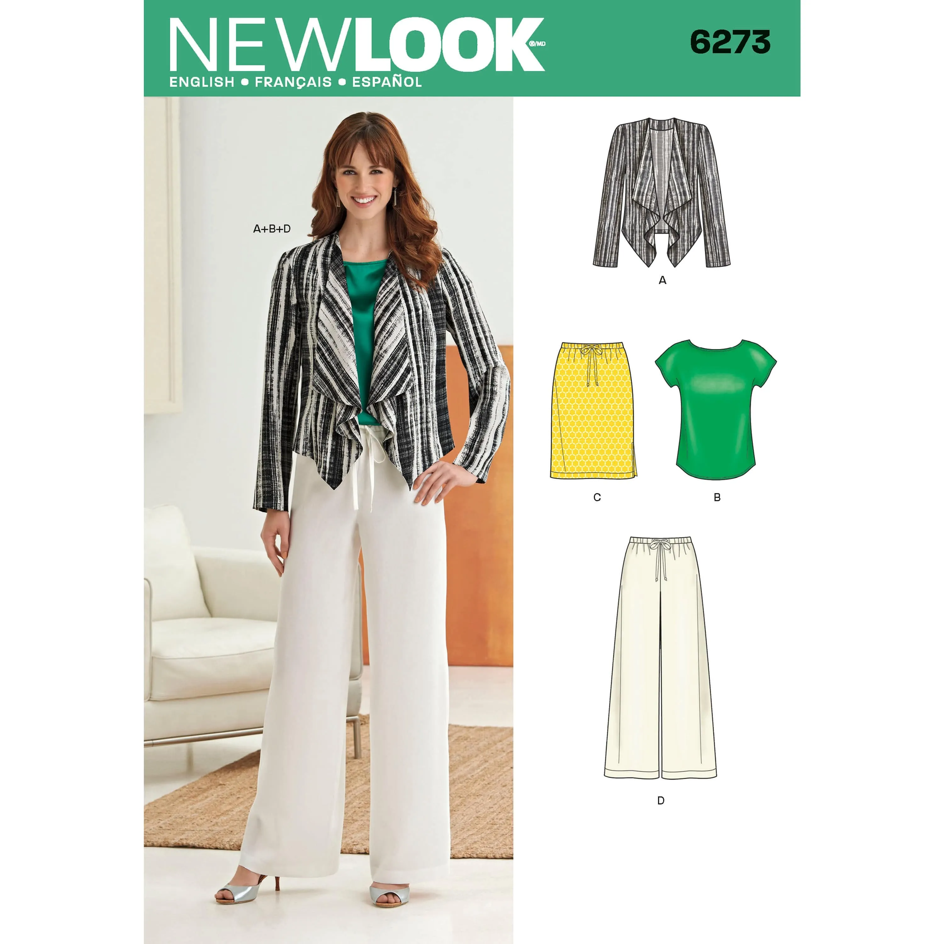 6273 Misses' Jacket, Top, Pants and Skirt