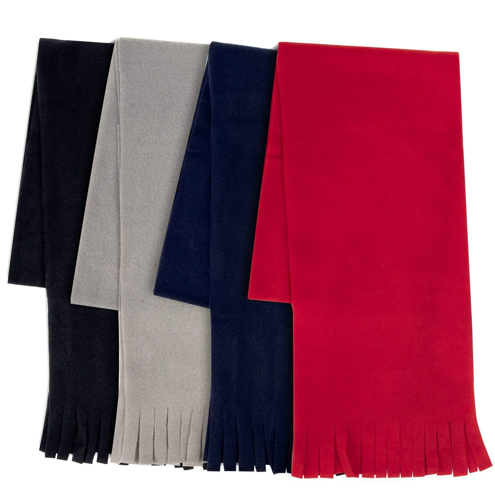 Adult Fleece Scarves 60" x 8" With Fringe - Assorted Colors