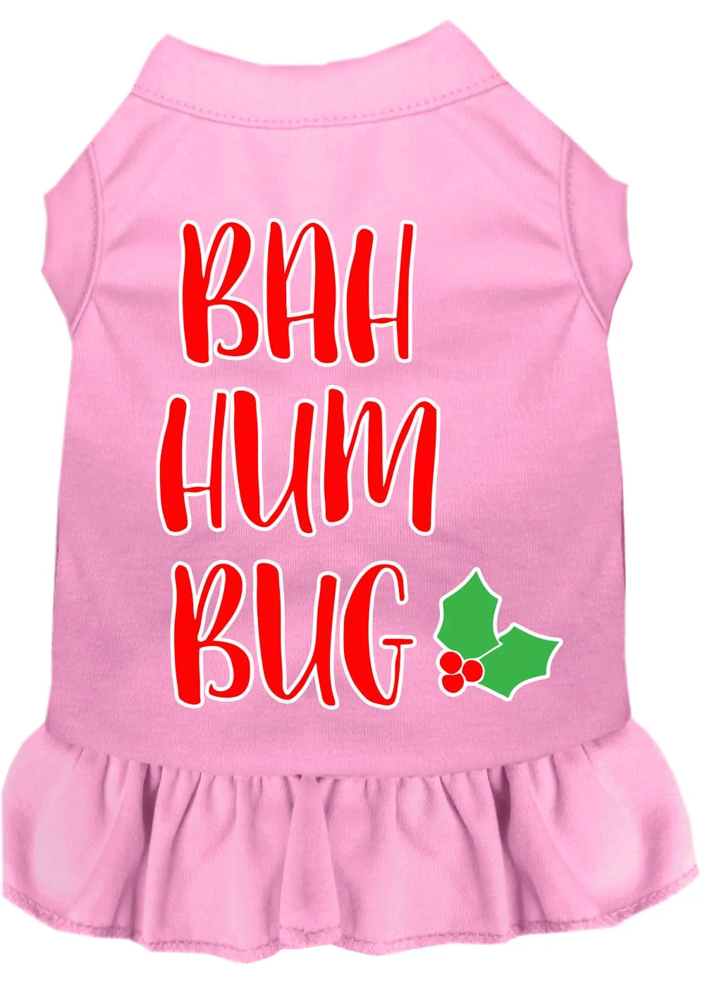 Bah Humbug Screen Print Dog Dress Light Pink Sm