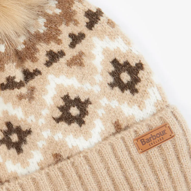 Barbour Ladies Claudia Fairisle Beanie - Rosewood