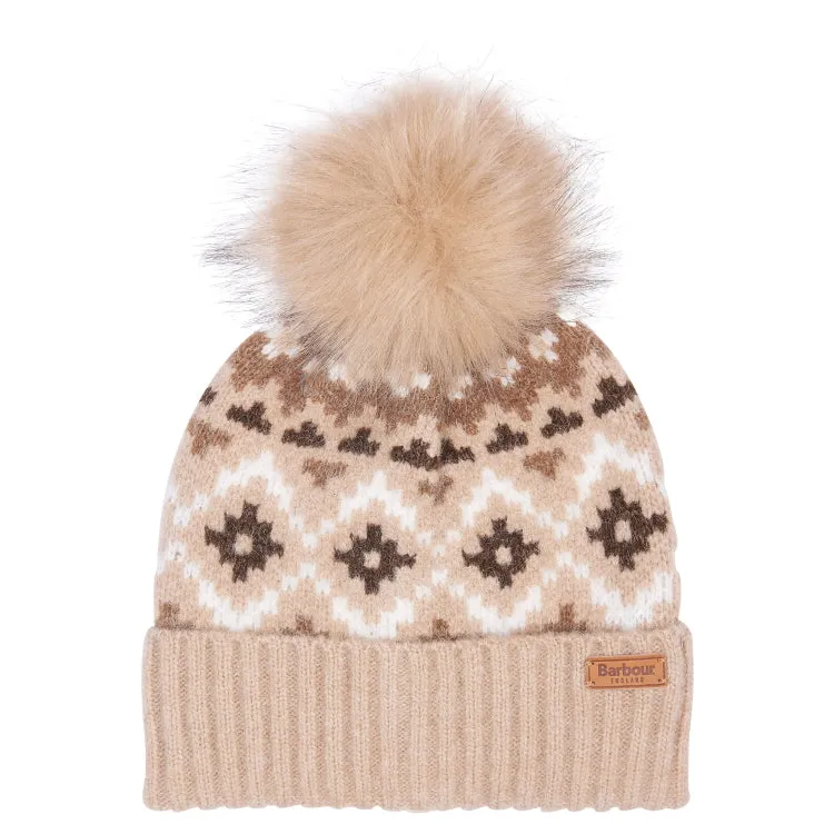 Barbour Ladies Claudia Fairisle Beanie - Rosewood