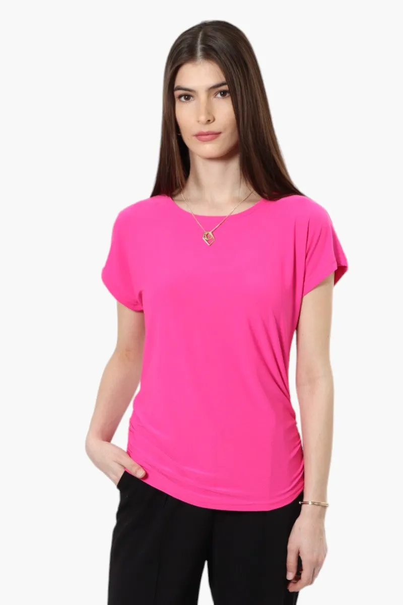 Beechers Brook Cap Sleeve Necklace Blouse - Pink