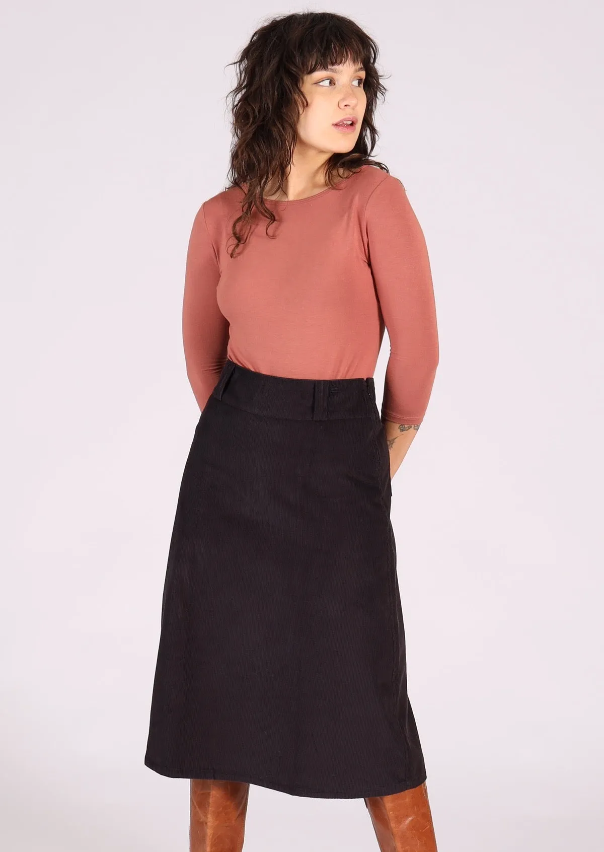 Belt Loop Corduroy Skirt Outer Space