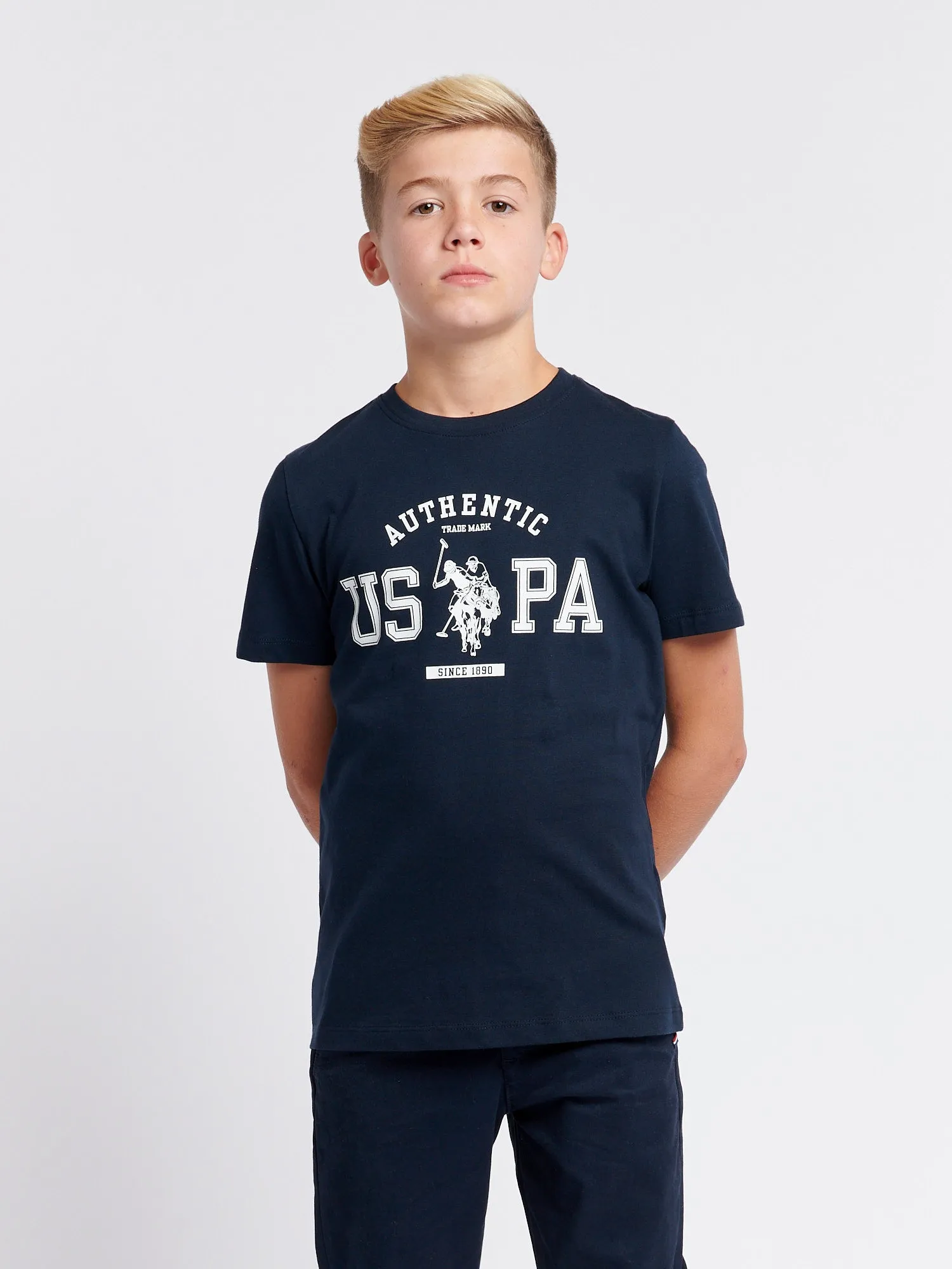 Boys Authentic Graphic T-Shirt in Dark Sapphire Navy