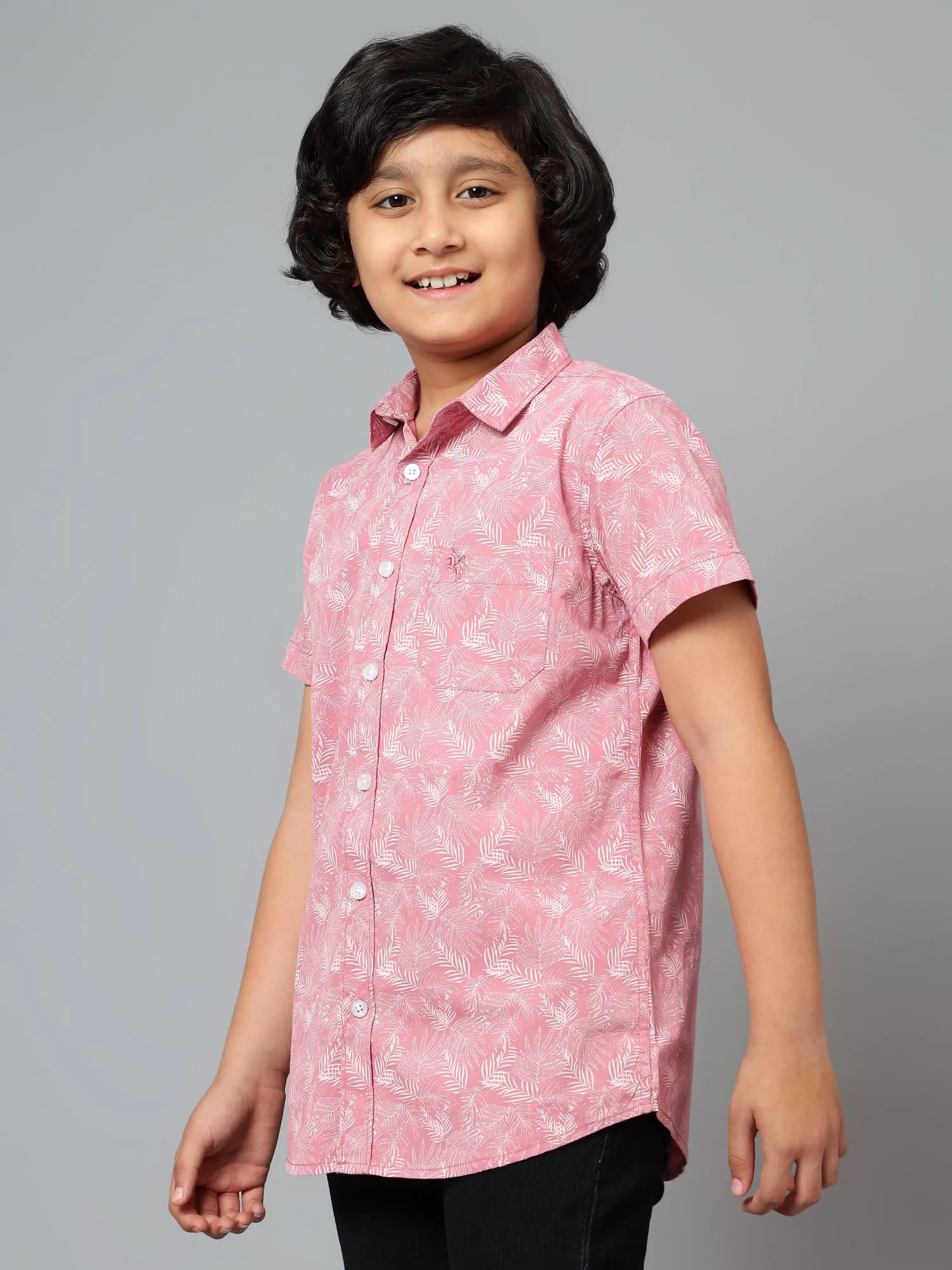 Boys Casual Pink Half Sleeve  Shirt