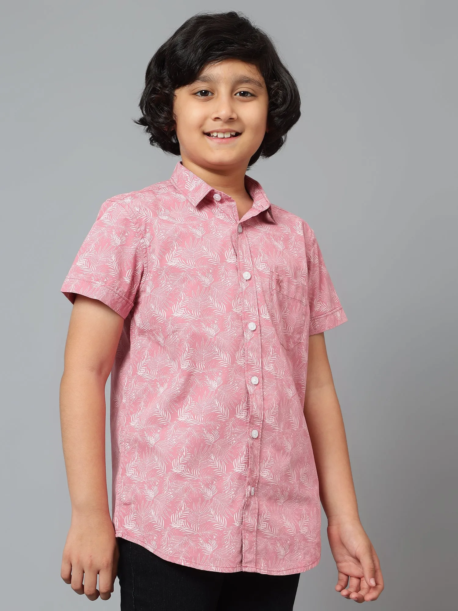 Boys Casual Pink Half Sleeve  Shirt