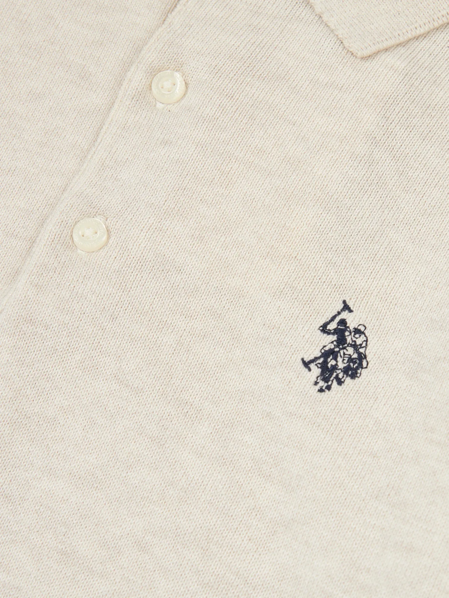 Boys Combed Cotton Polo Shirt in Birch Marl