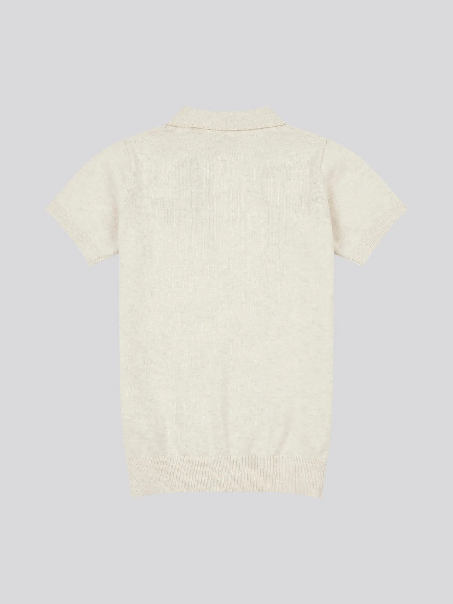 Boys Combed Cotton Polo Shirt in Birch Marl