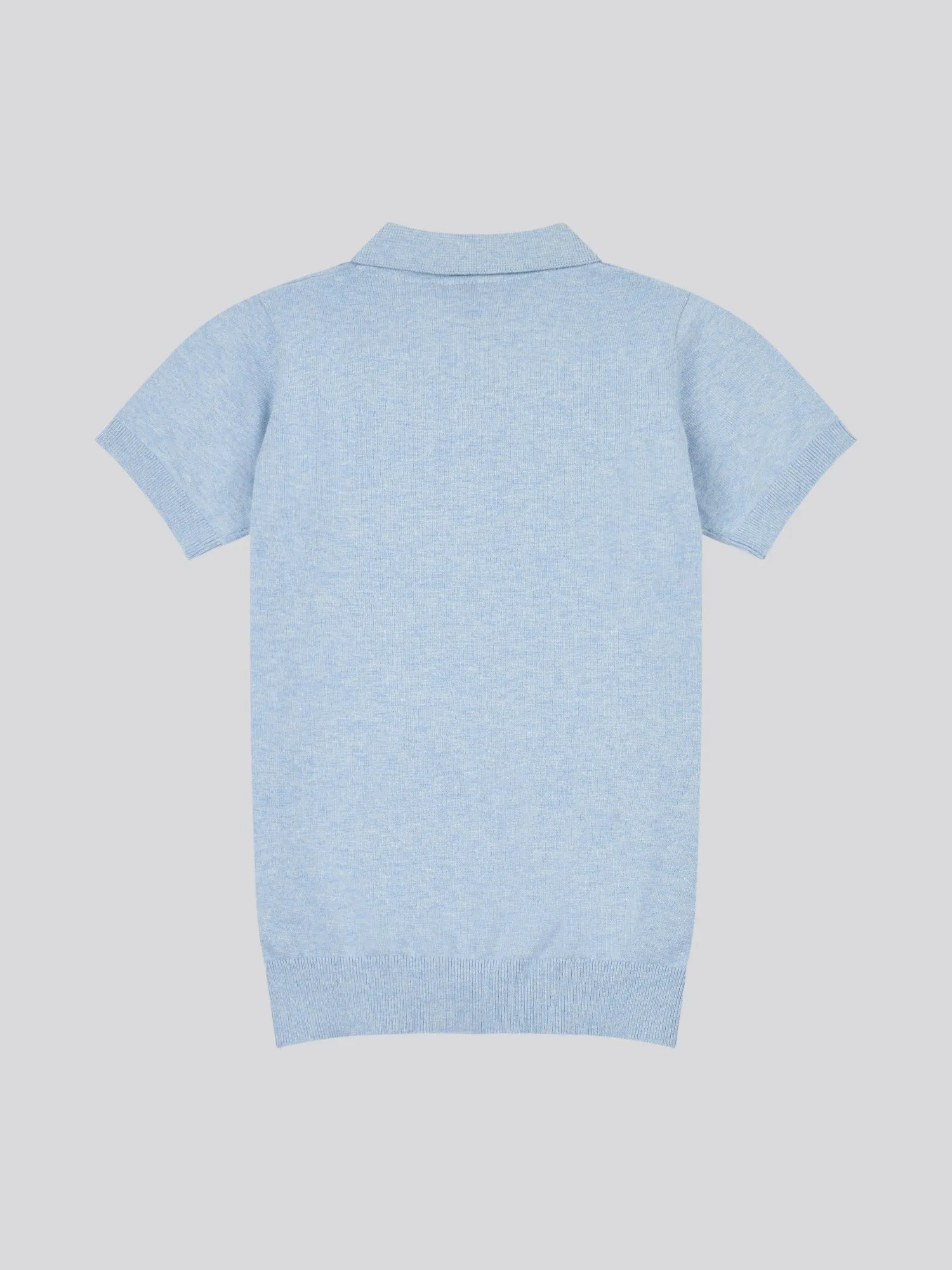 Boys Combed Cotton Polo Shirt in Parisian Blue Marl