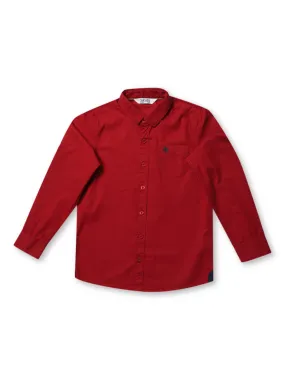 Boy's Maroon Full Sleeves Shirt