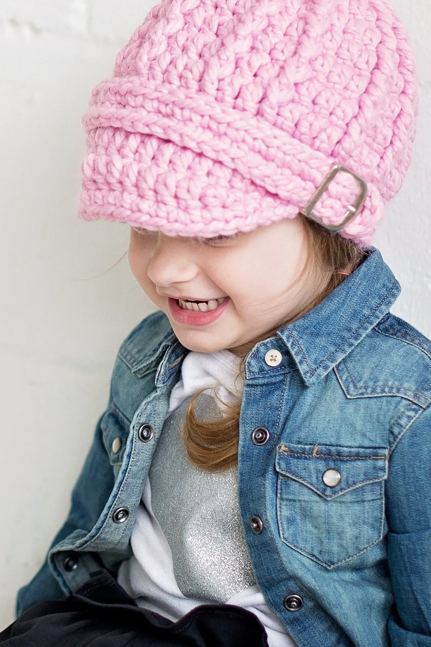 Bubblegum pink buckle beanie winter hat