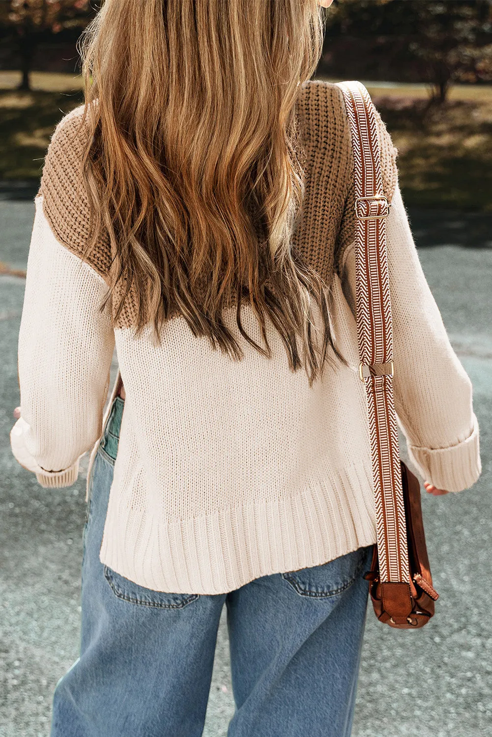 Cable Knit Side Splits High Neck Sweater