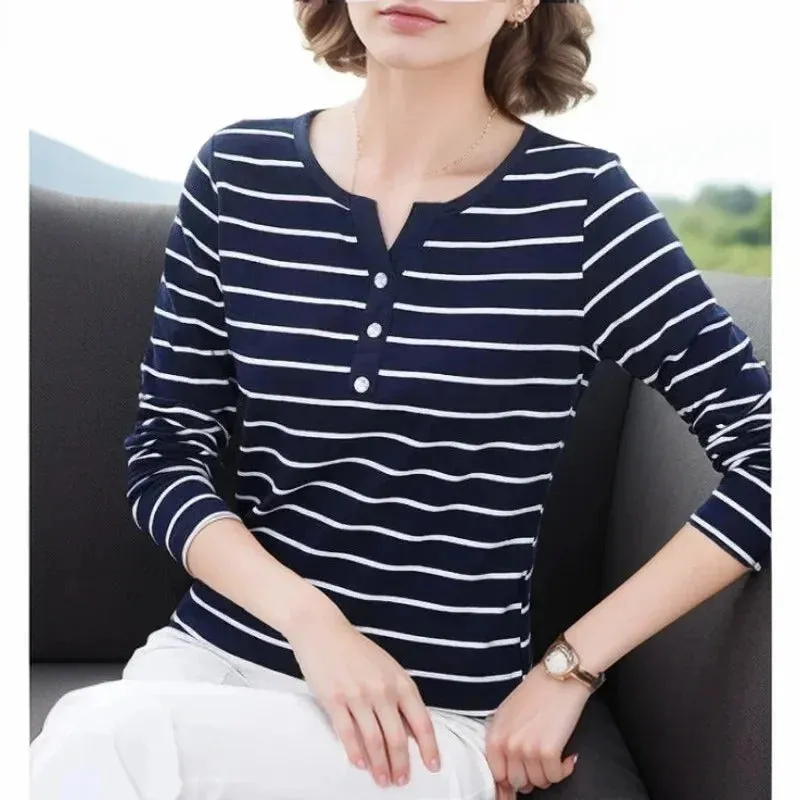 Chic Striped V-Neck Blouse for Women