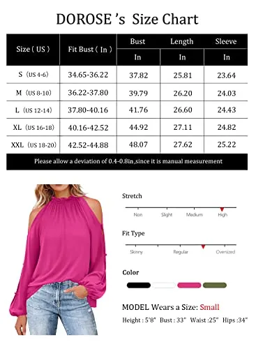 Cold Shoulder Tops for Women Sexy Casual Elegant Frill Neck Blouses Shirts