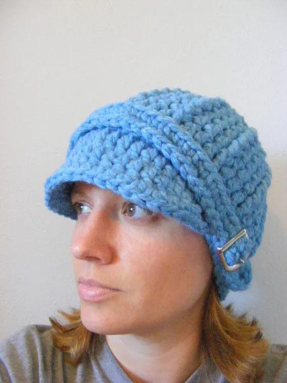 Cornflower blue buckle beanie winter hat