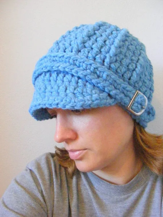 Cornflower blue buckle beanie winter hat