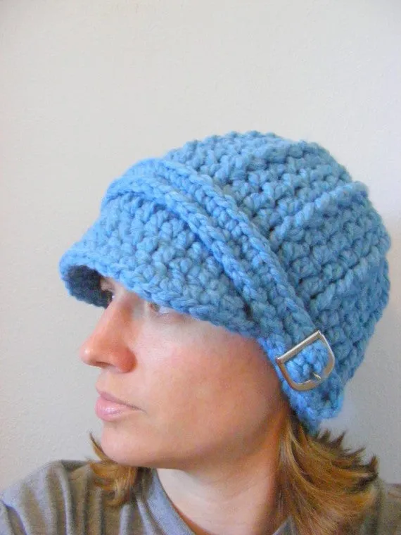 Cornflower blue buckle beanie winter hat