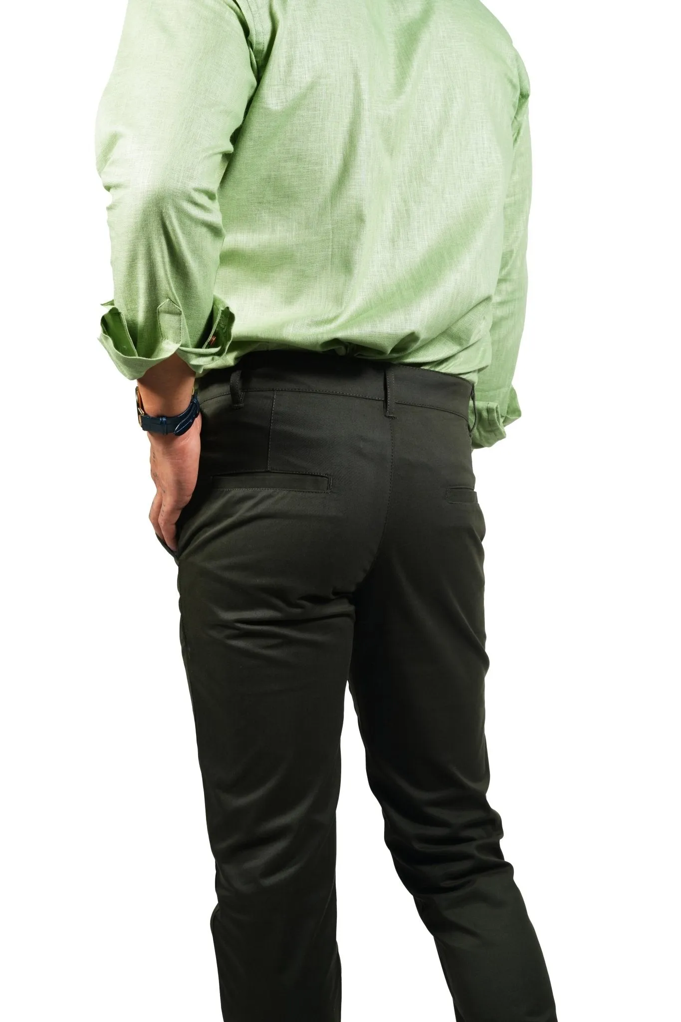 Dark Green Color Cotton Trouser Pants for Men