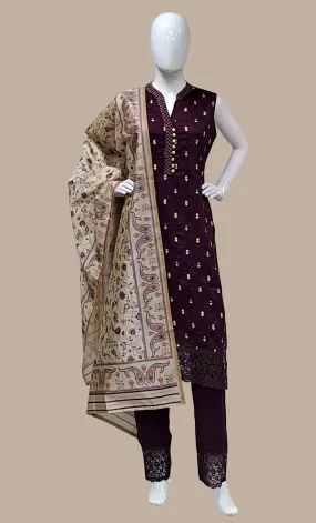 Deep Grape Embroidered Punjabi