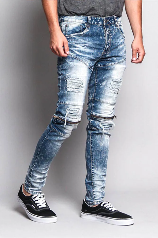 Destroyed Skinny Jean with Zippered Knee