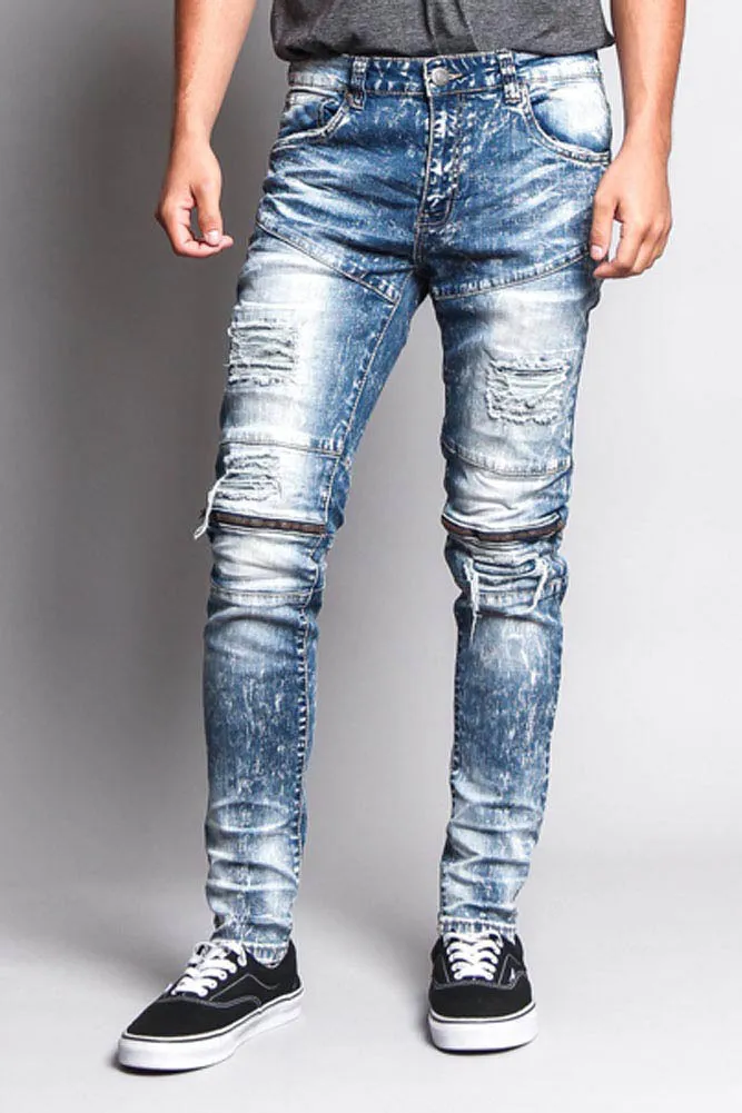 Destroyed Skinny Jean with Zippered Knee