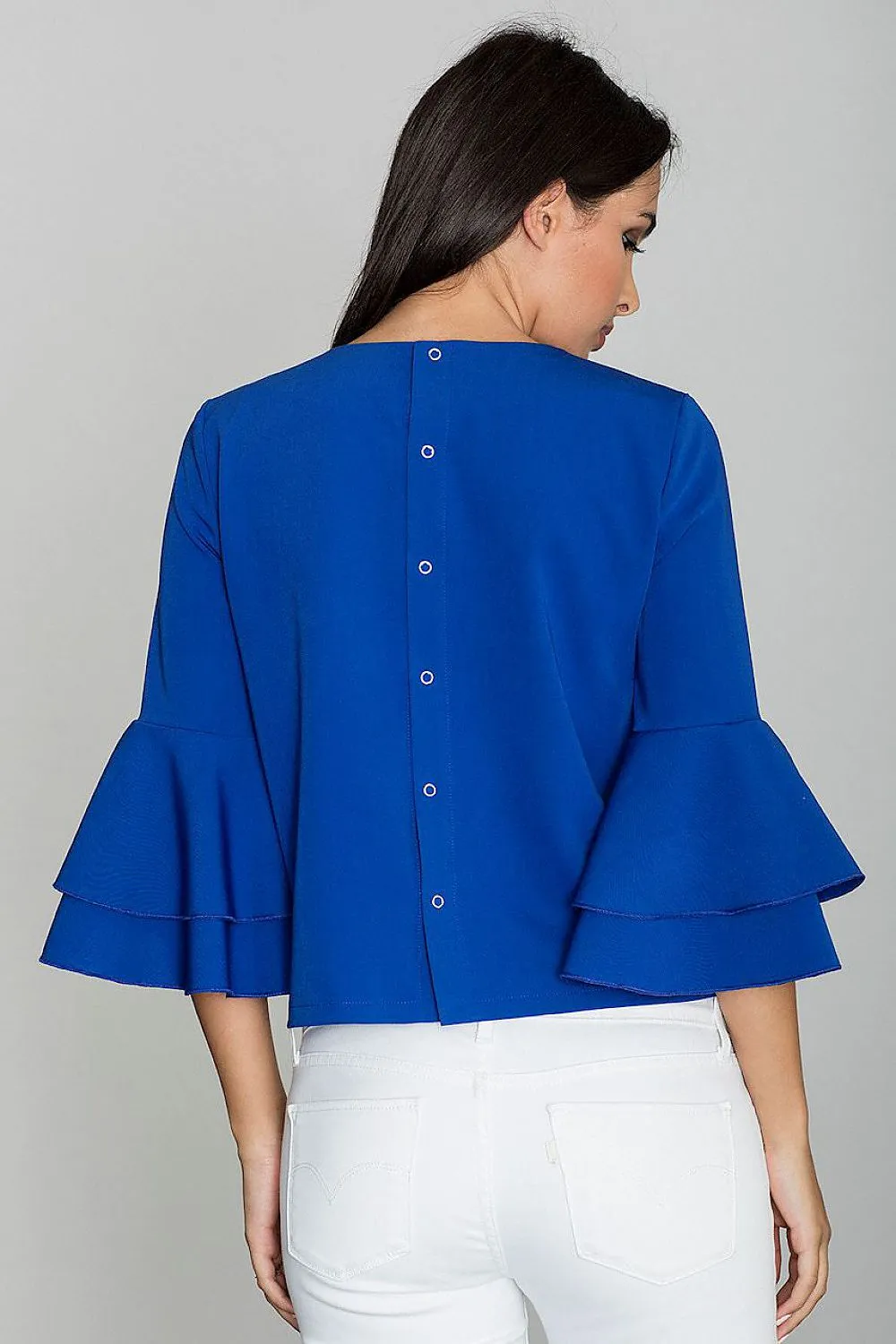 Elegant Frill-Sleeved Button-Up Shirt