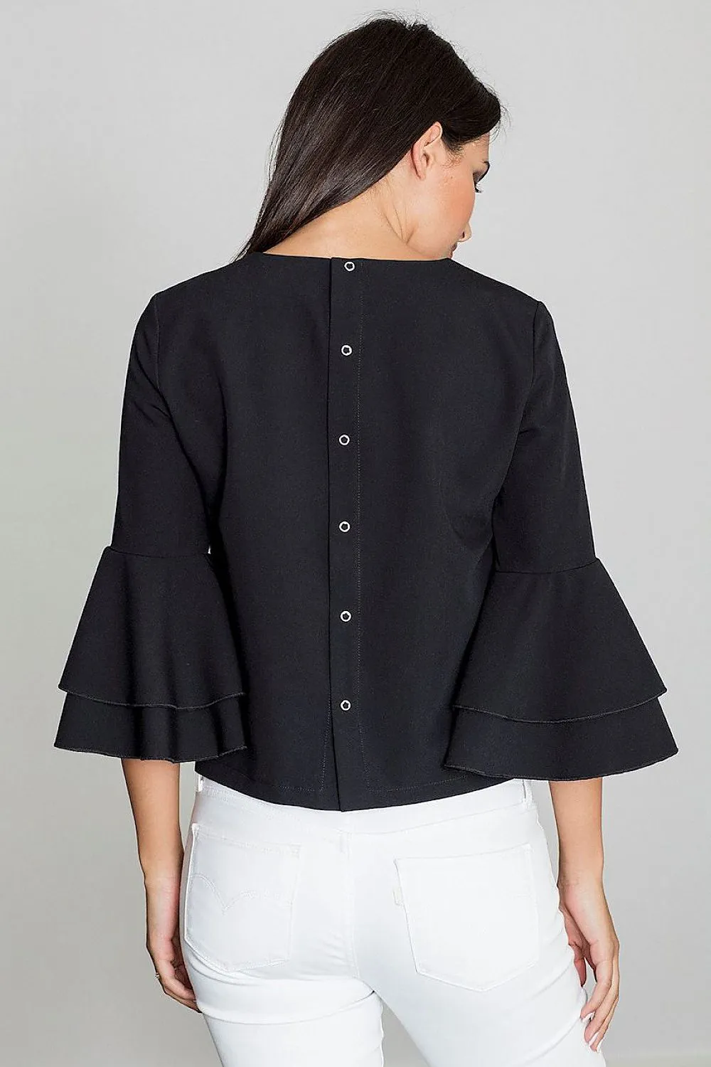 Elegant Frill-Sleeved Button-Up Shirt