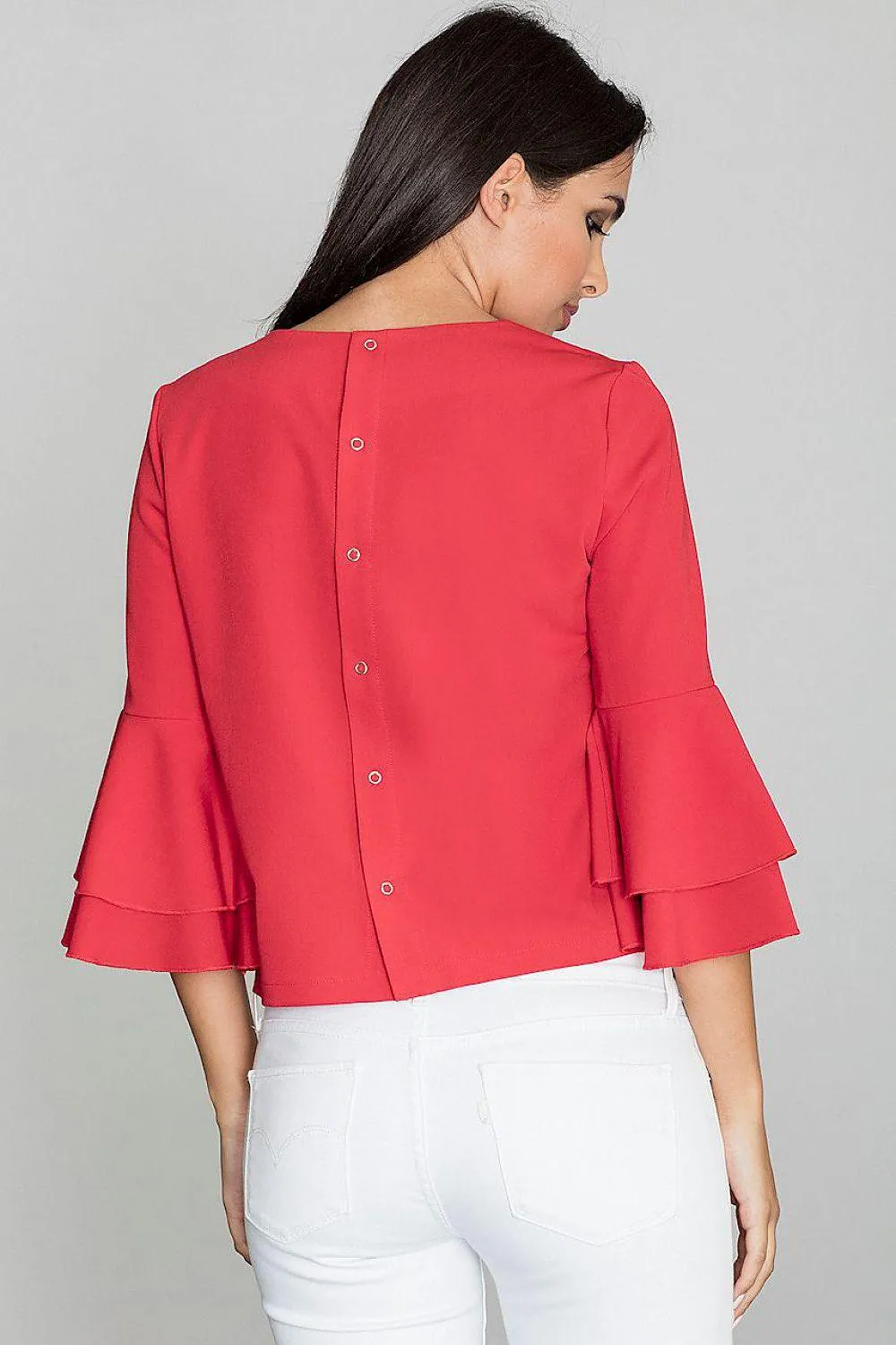 Elegant Frill-Sleeved Button-Up Shirt