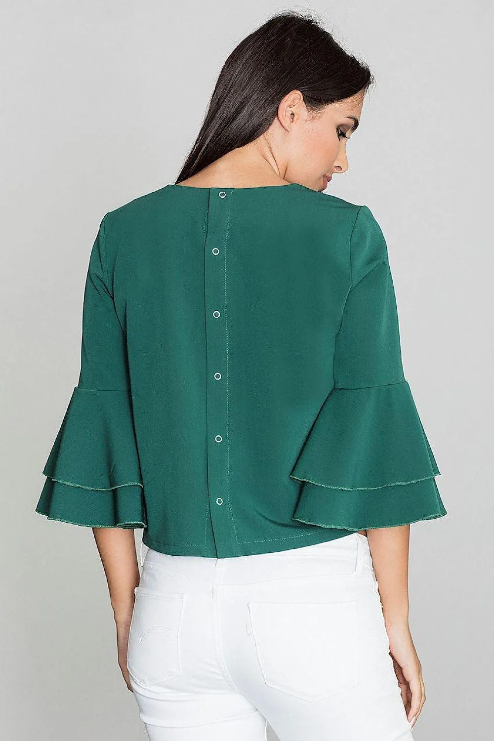 Elegant Frill-Sleeved Button-Up Shirt