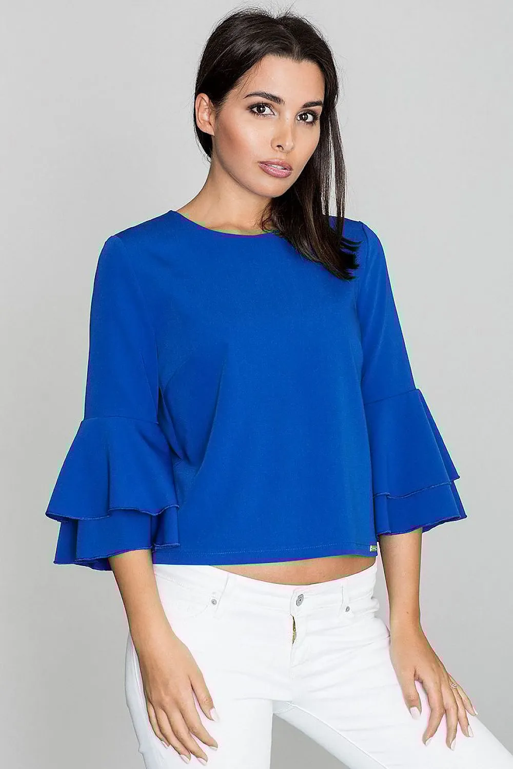 Elegant Frill-Sleeved Button-Up Shirt