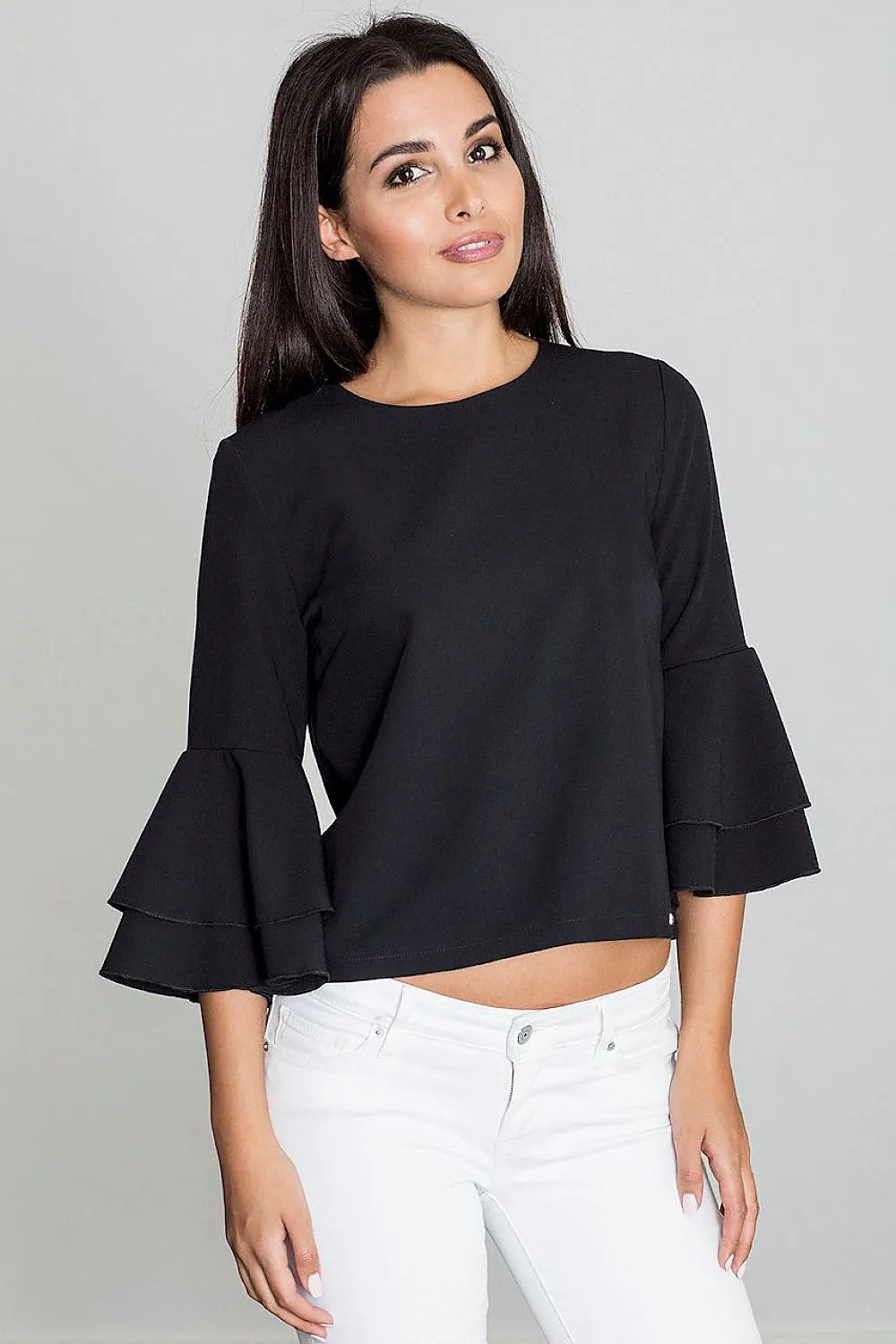 Elegant Frill-Sleeved Button-Up Shirt