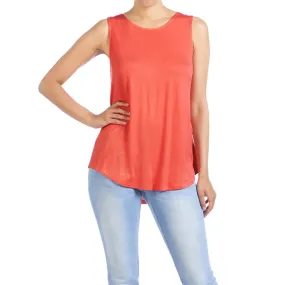 Erin Pleat Back Tank - Bright Coral