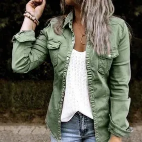 European and American mid-length denim jacket women