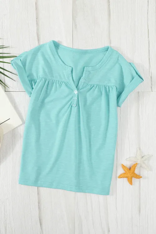 Fun In The Sun Button Tee-aqua