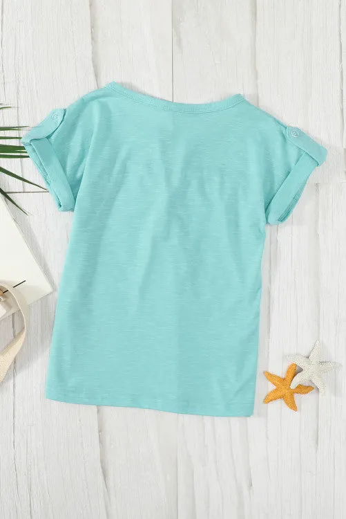 Fun In The Sun Button Tee-aqua