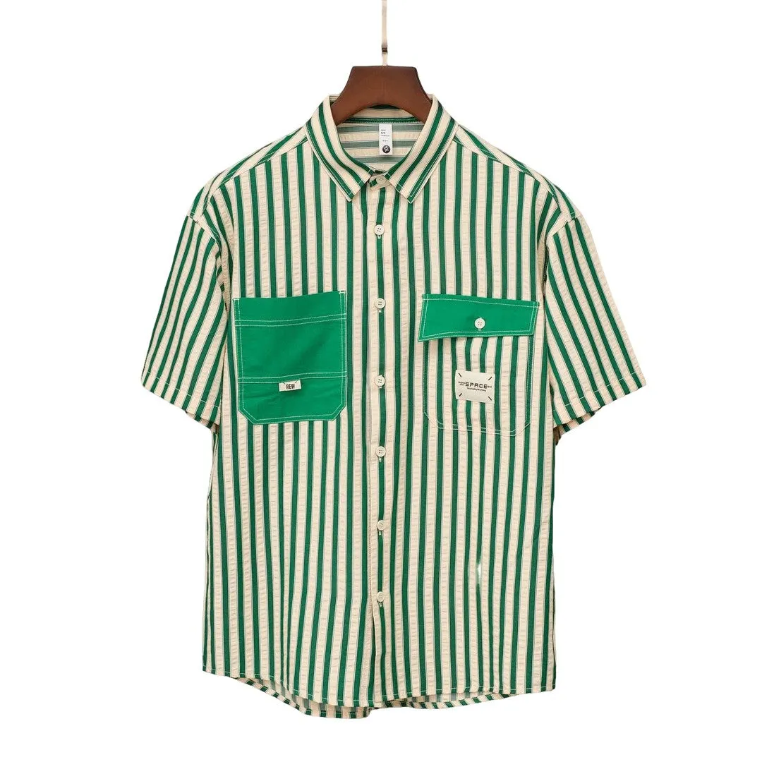 Green and White Short Sleeve Shirt