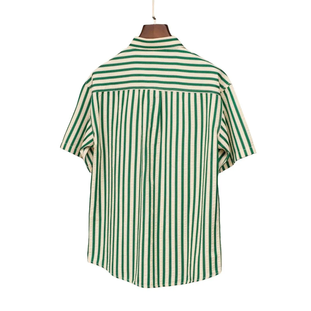 Green and White Short Sleeve Shirt