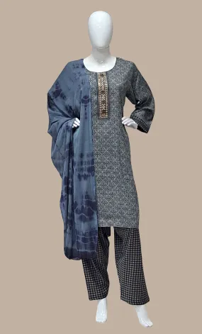 Grey Printed Punjabi