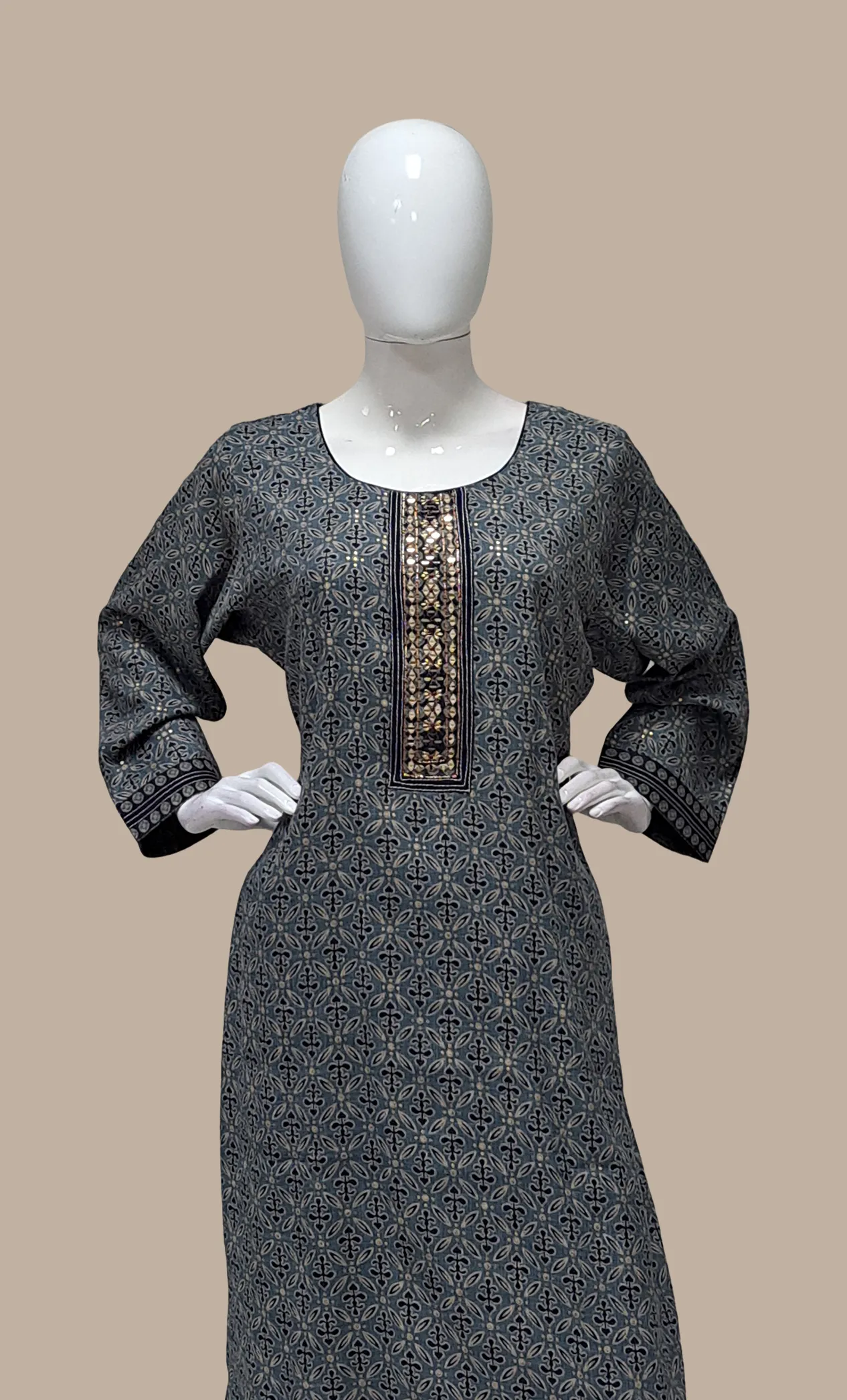 Grey Printed Punjabi