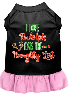 Hope Rudolph Eats Naughty List Screen Print Dog Dress Black With Light Pink Xxl