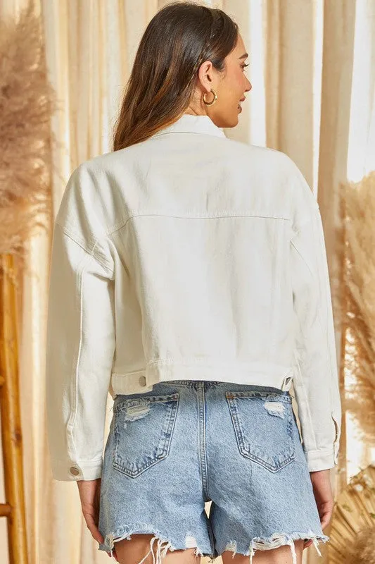 Ivory Chic Denim Jacket - Final Sale