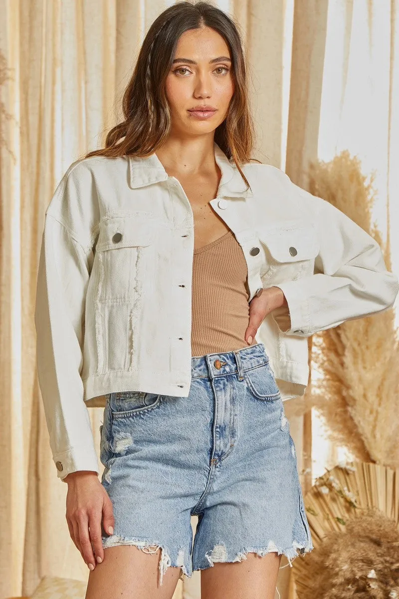 Ivory Chic Denim Jacket - Final Sale