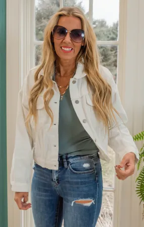 Ivory Chic Denim Jacket - Final Sale