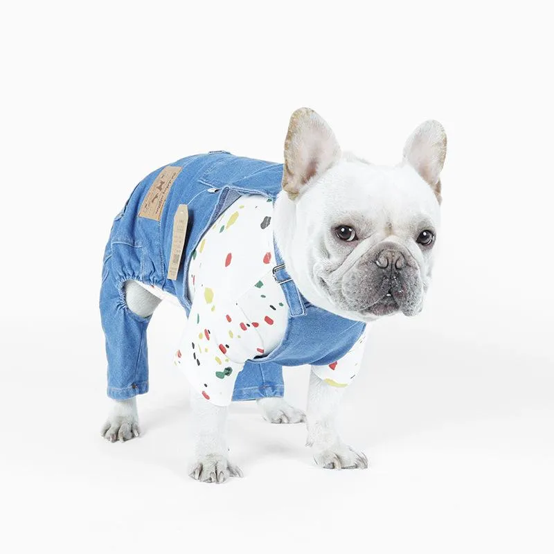 Jean Overalls Clothes Jeans Jumpsuit for French Bulldog (WS67)