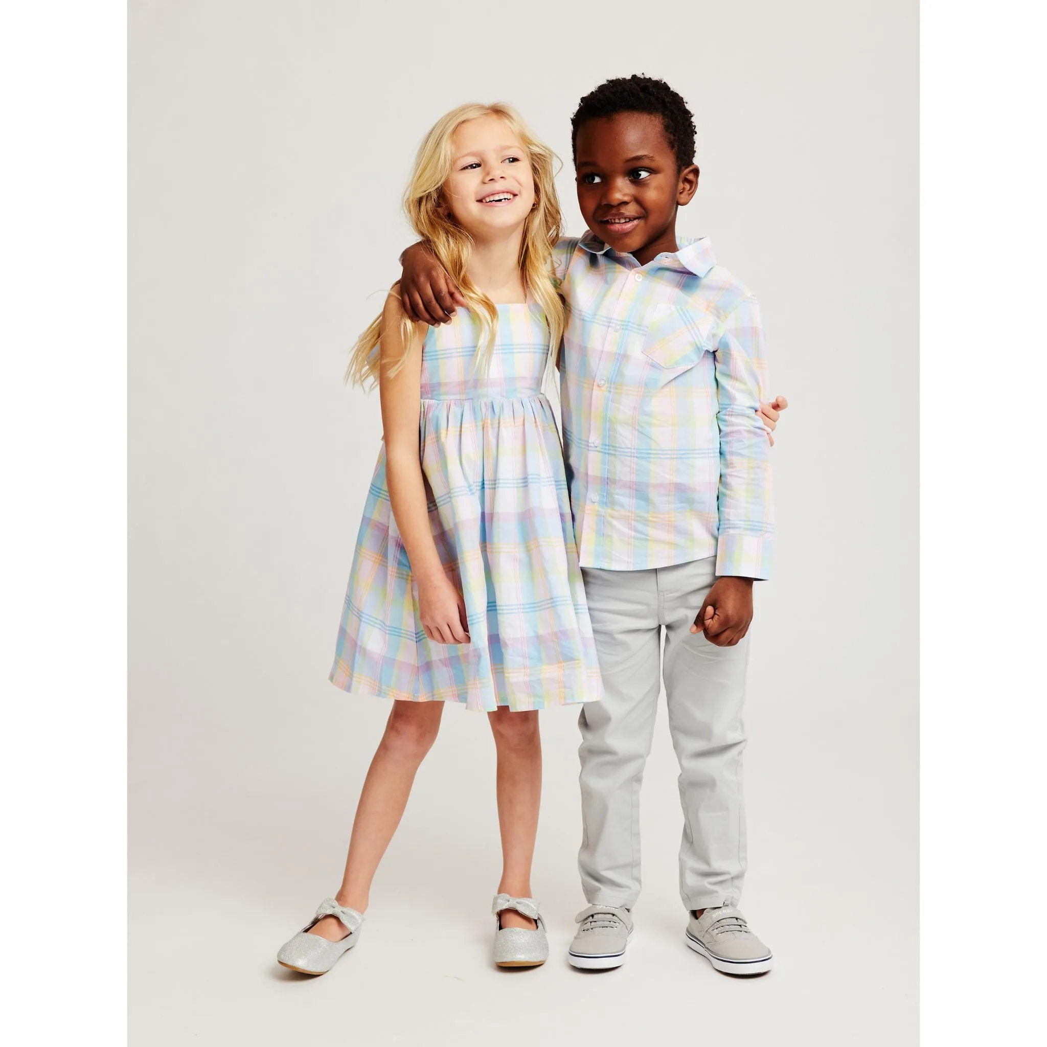 Kids Buttondown Shirt & Pants Set | Multicolor Plaid