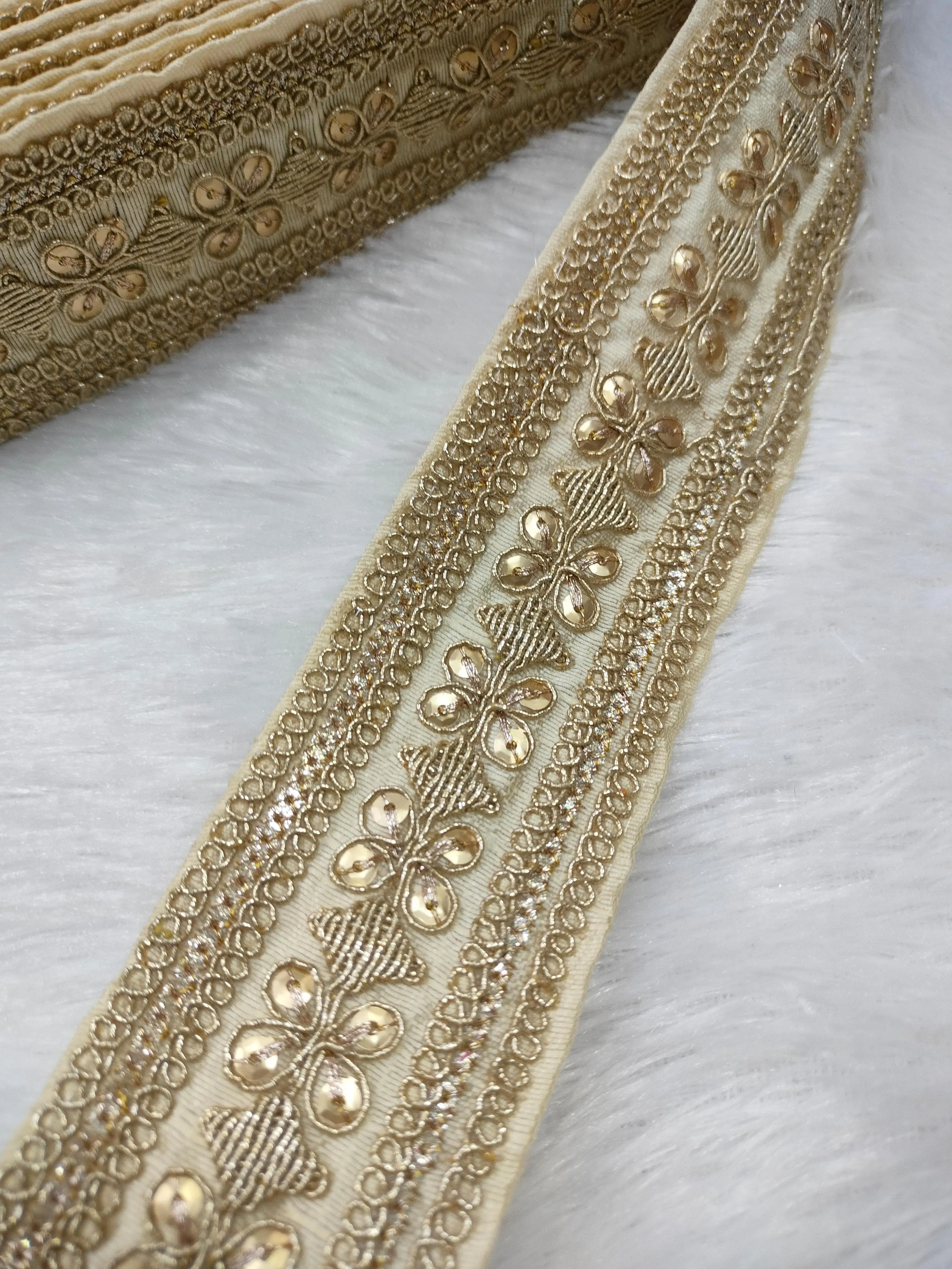 Light Beige Fancy Embellished Trim