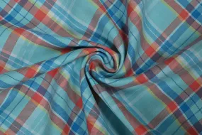 Light Blue & Red Checks Cotton Yarn Dyed Fabric