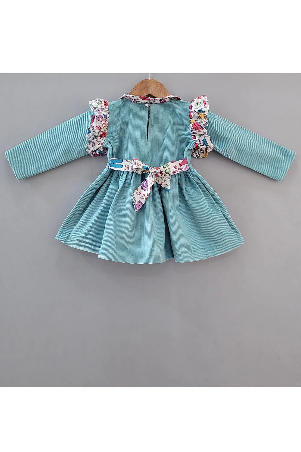 Light Blue Corduroy Collar Dress