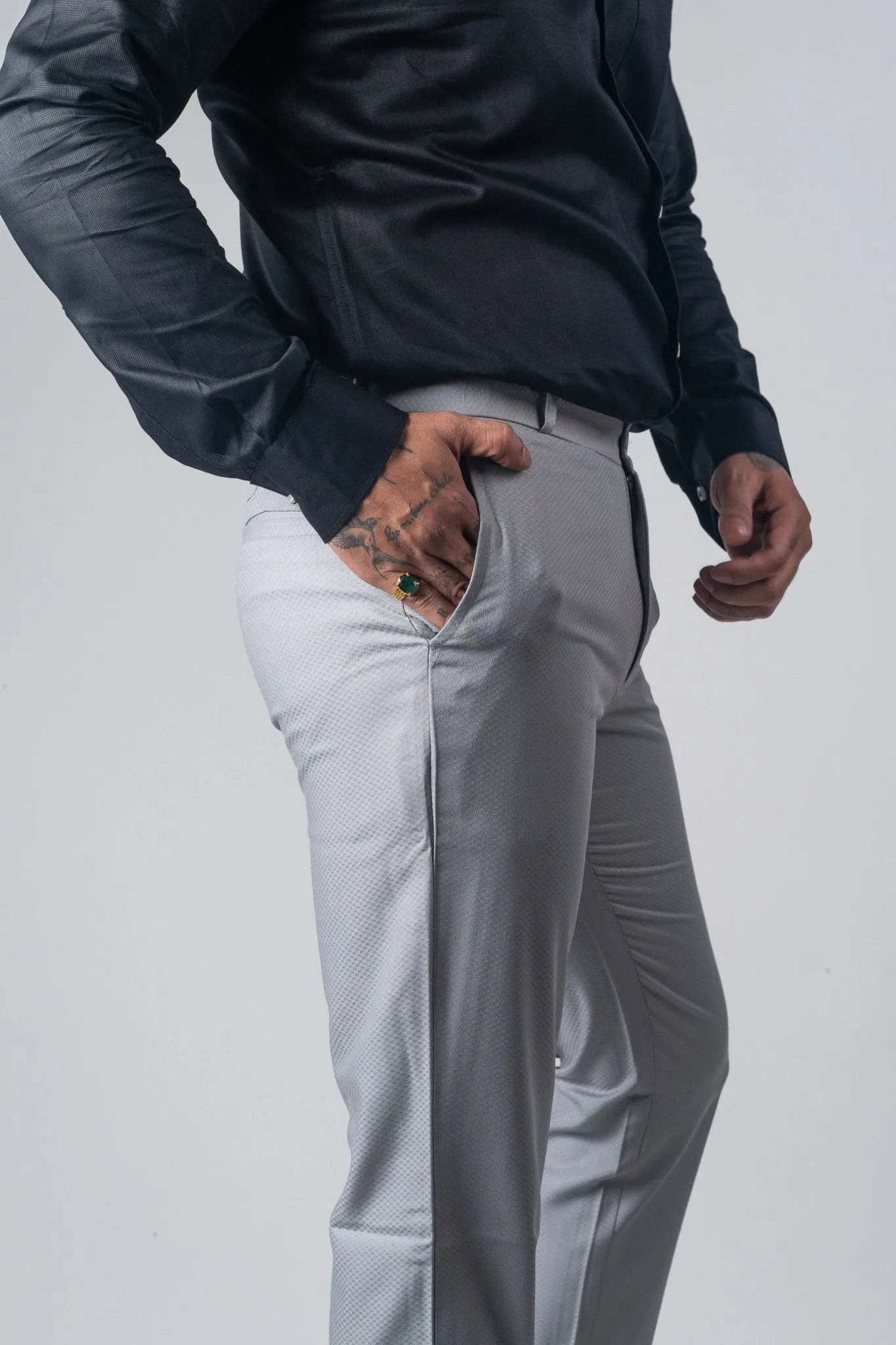 Light Grey Color Formal Cotton Pant for Men