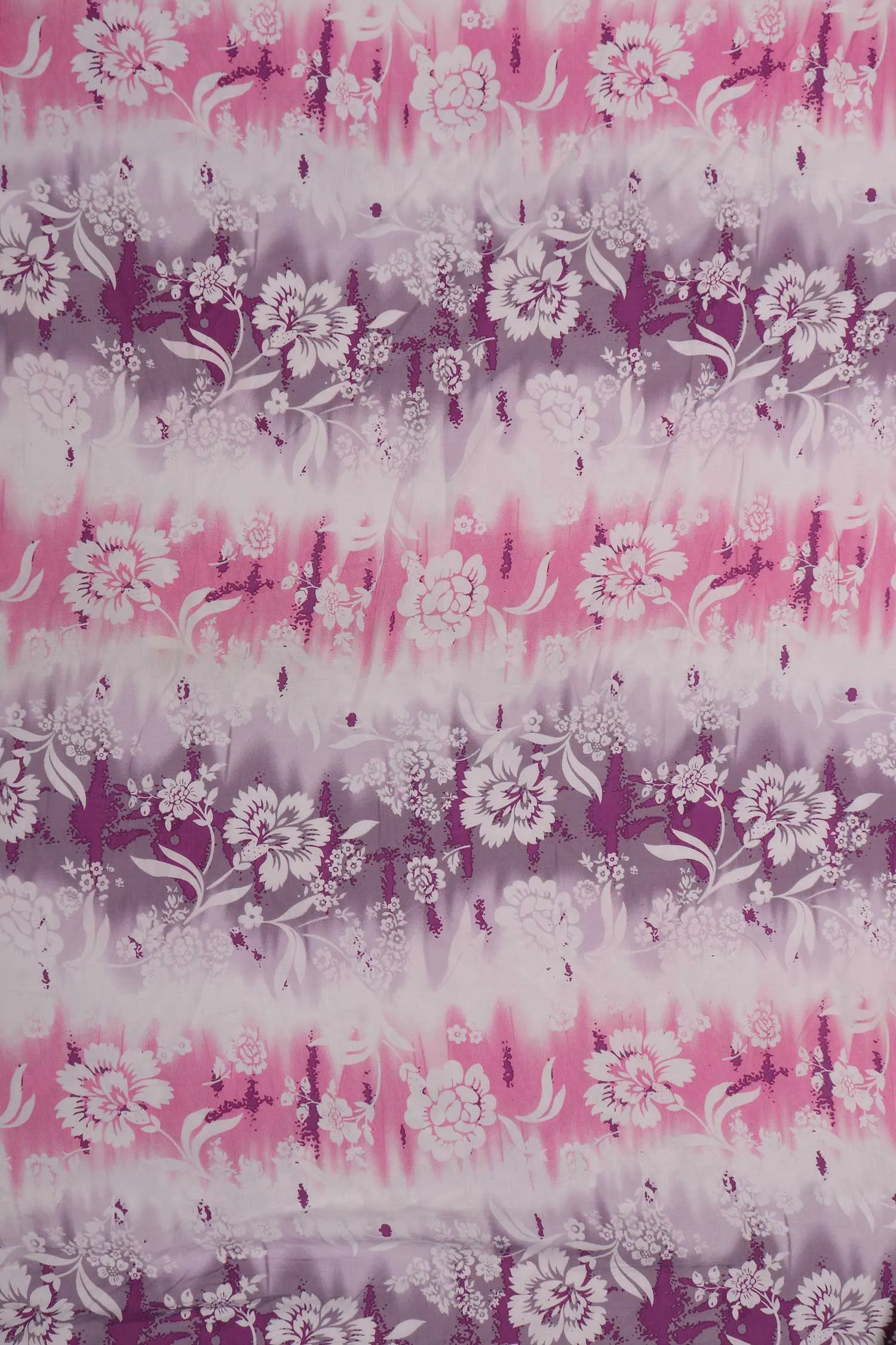 Light Pink & Light Purple Floral Printed Rayon Fabric